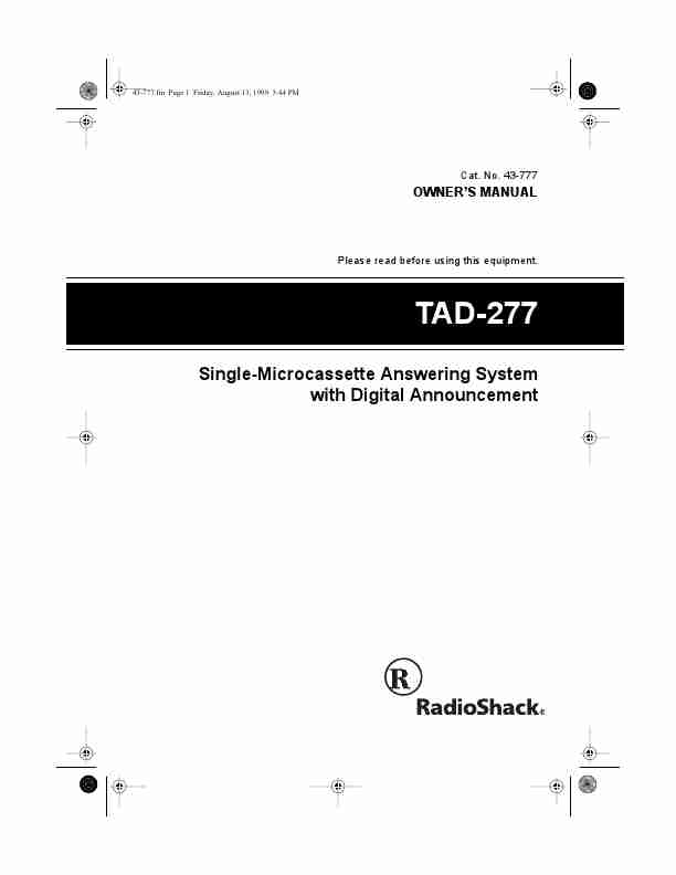Radio Shack Answering Machine TAD-277-page_pdf